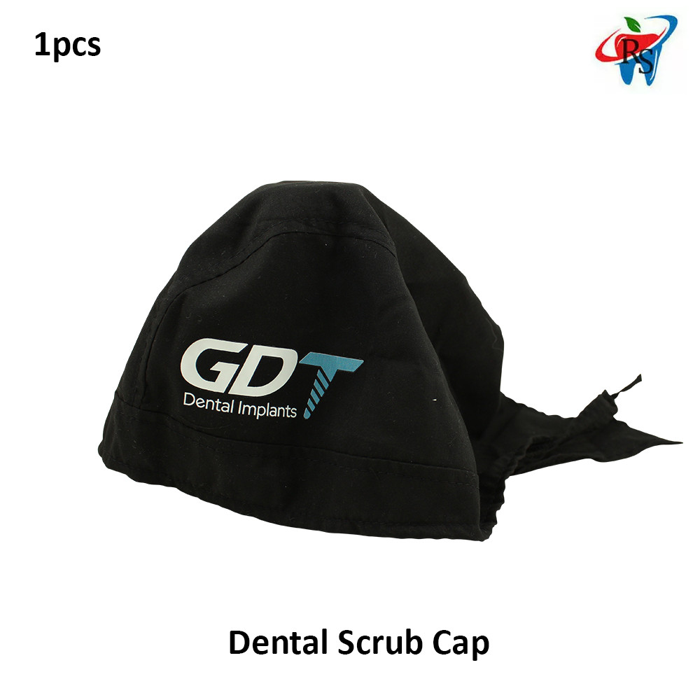 Dental Black Scrub Cap Breathable Unisex Reusable Washable Adjustable Hat