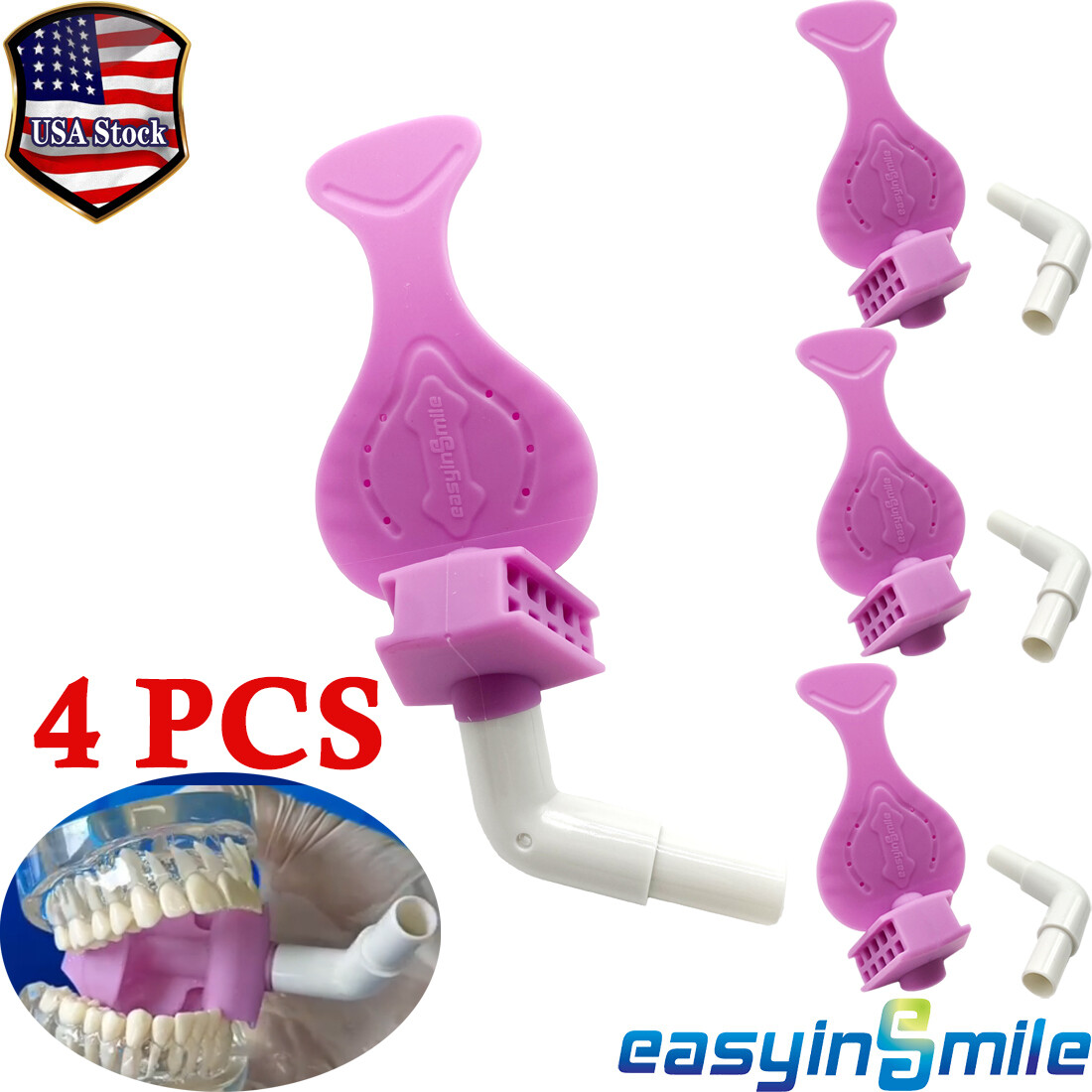 4Pcs Dental Bite Block Dryshield Isolation Mouth Pieces Saliva Suction Tube USA