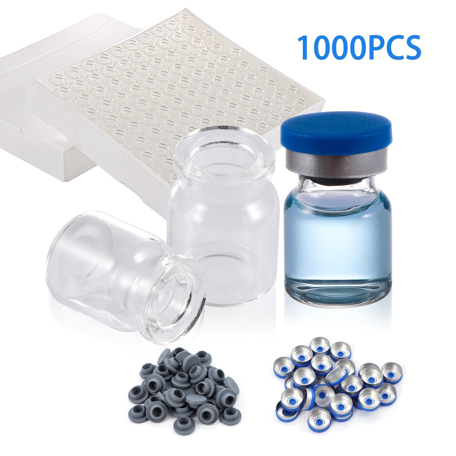 1000PCS 2/3/5/10/20ml Glass Vials Headspace Sample Vials w/ Crimp Top (Optional)