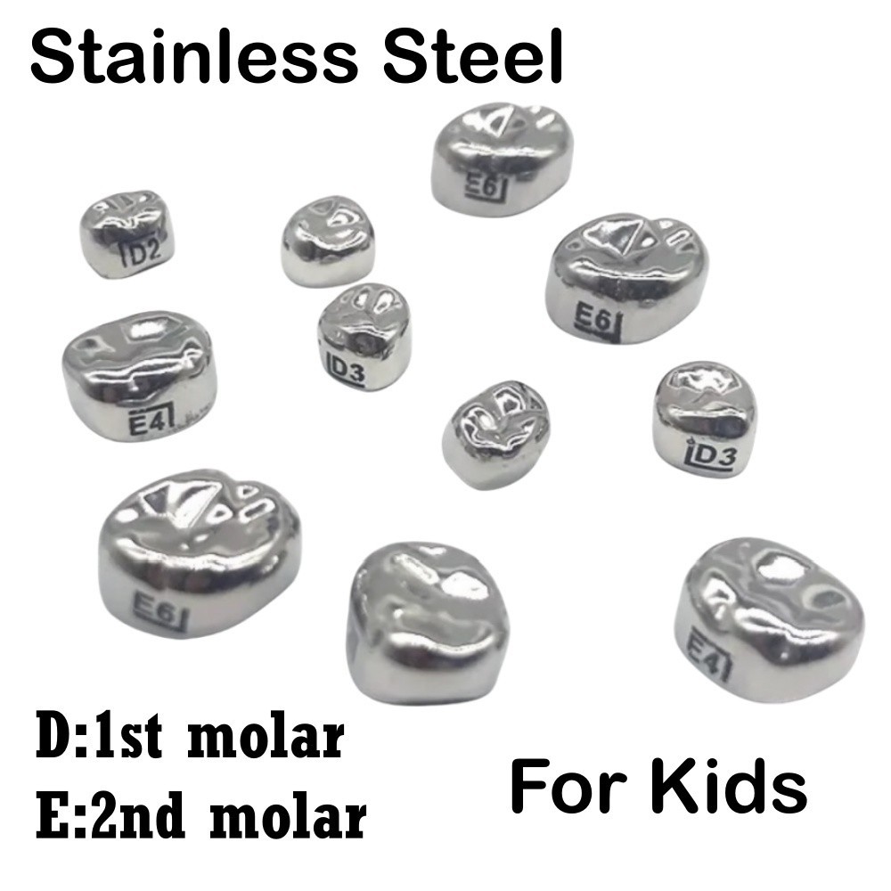 48Size Dental Kids Crown Stainless Steel Primary Molar Crowns Metal Pediatric