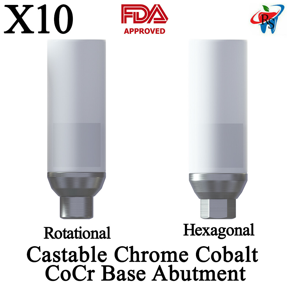 10pcs DSl Straight Plastic Abutments Castable Cobalt Chrome Base Dental Lab CoCr