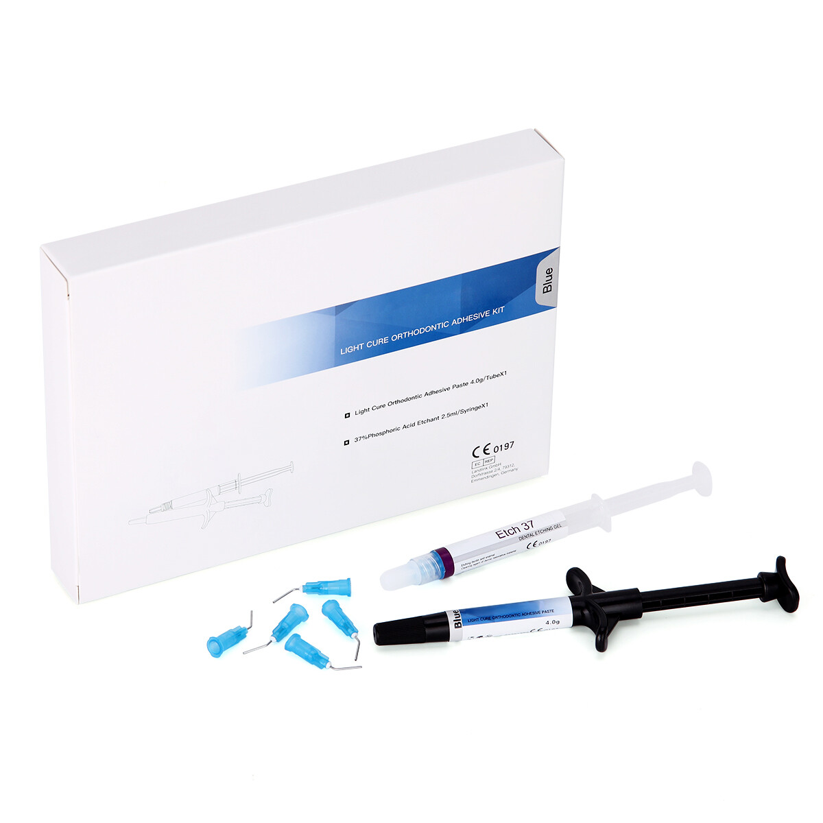 USPS Dentex Dental Orthodontic Light Cure Adhesive Etchant Syringe Kit Blue