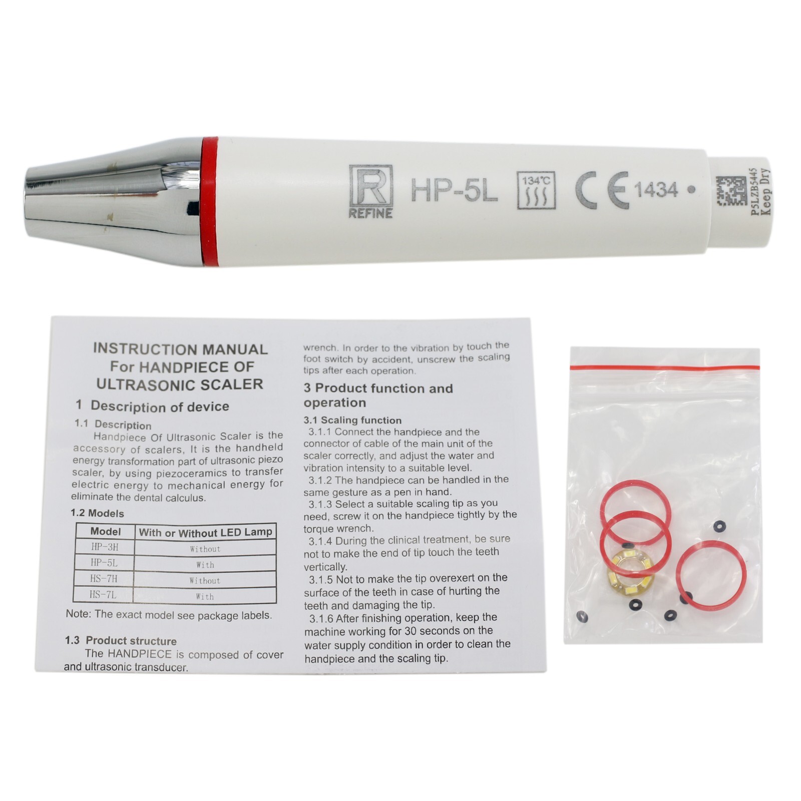 Woodpecker Dental Ultrasonic Piezo Scaler Handpiece Tips HW-5L EMS PIEZON LED G1