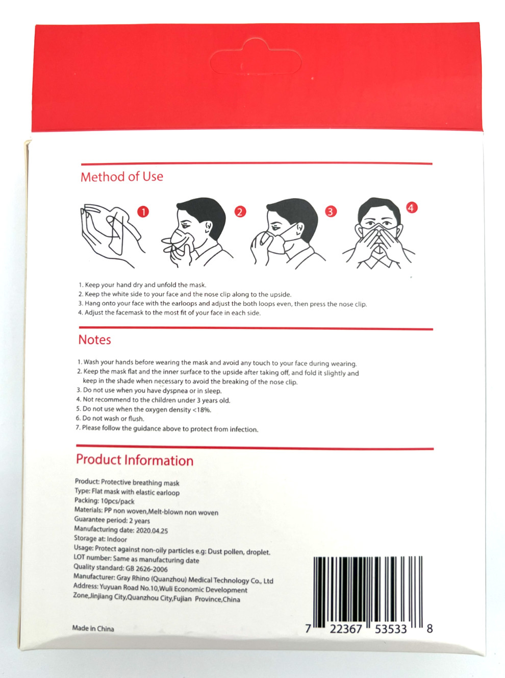 KN95 5-Layer 3D Protective Face Mask- 100 Pack -Comfort Fit Adjustable Certified