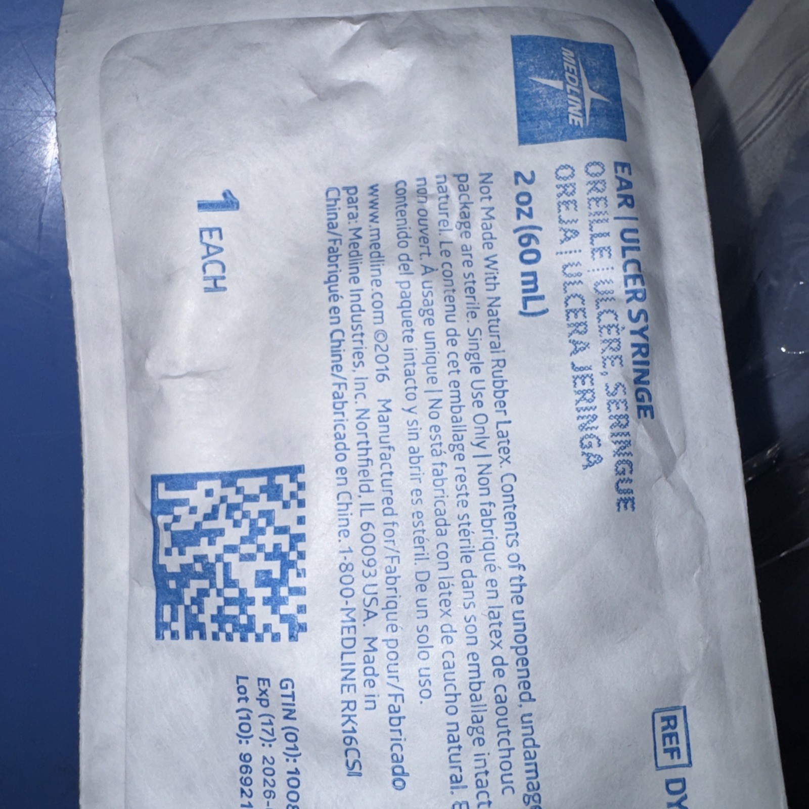 NEW Sterile Ear Bulb Syringe, Hand Bulb 2 Ounce Nose 60ml 2oz pack of 5 BLUE