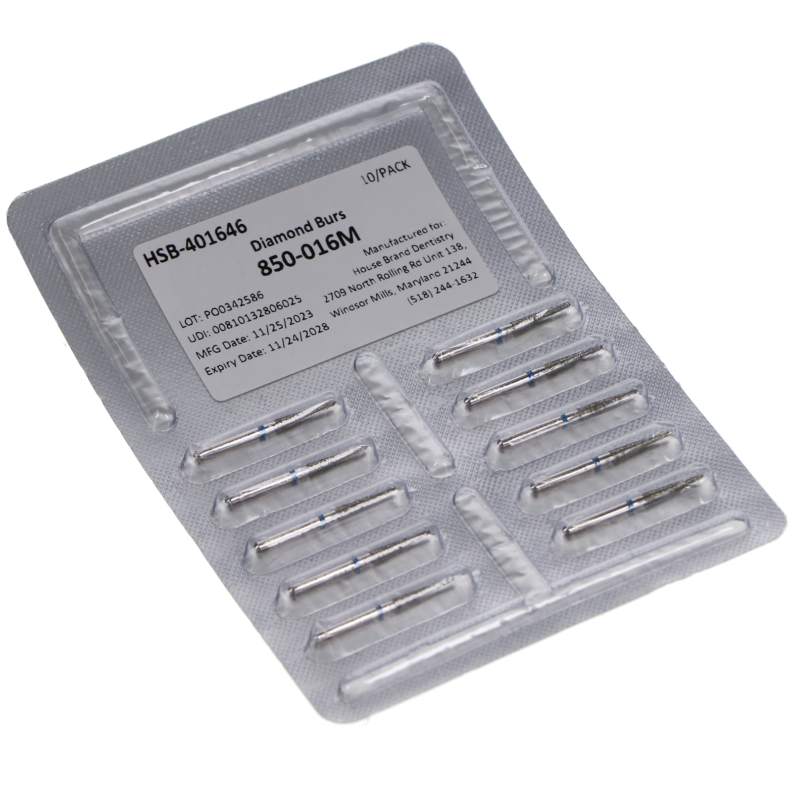 House Brand Dentistry 401646 FG 850-016M Round Taper Medium Diamond Burs 10/Pk