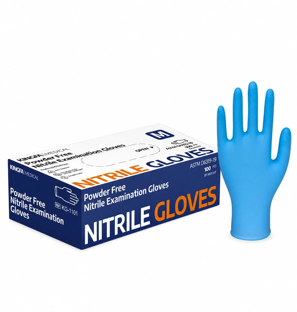 KingFa Powder Free Nitrile Exam Gloves ASTM D6319-19 100PCS 200pc, 500pc, 1000pc