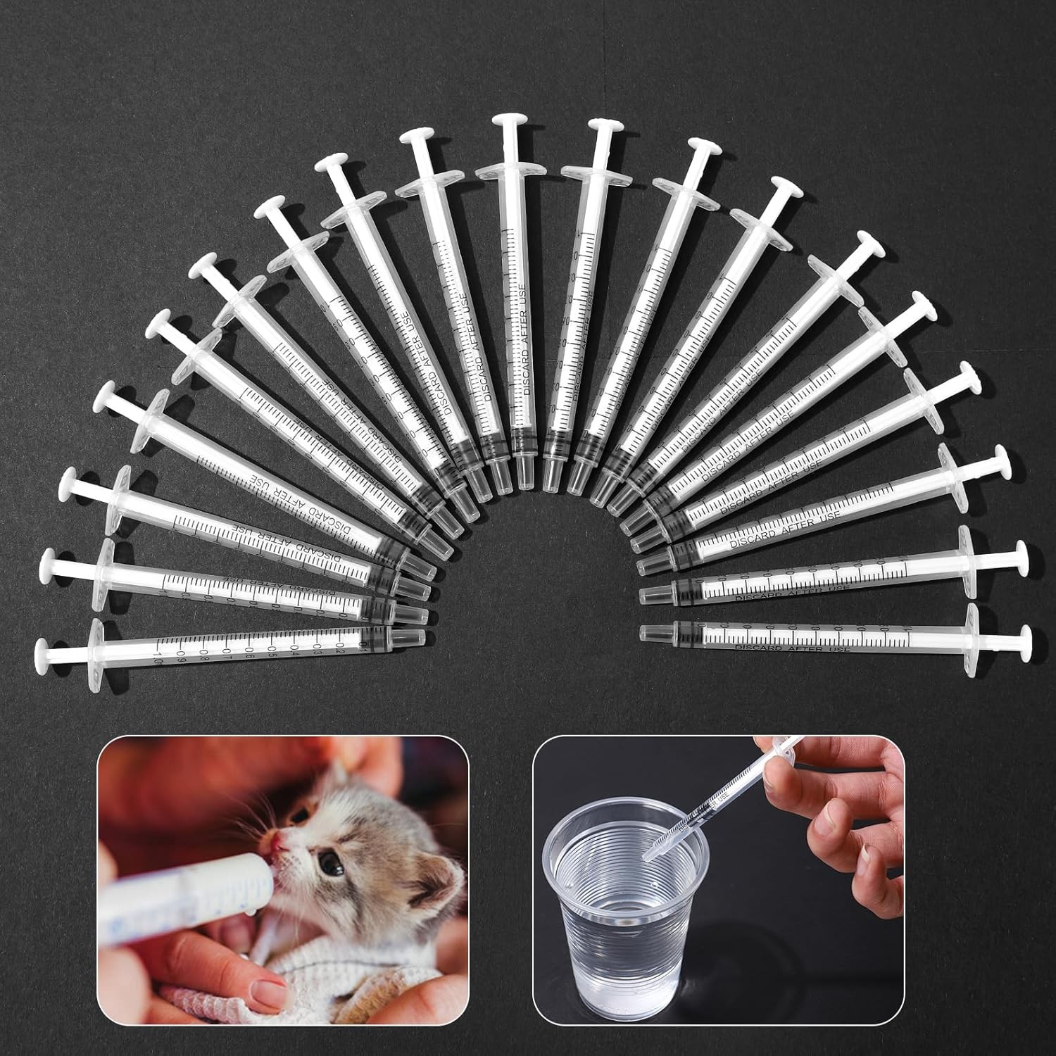 20 Pack 1ml 1cc Syringes with Caps for Glue Applicator Oil Ink Craft No Needles