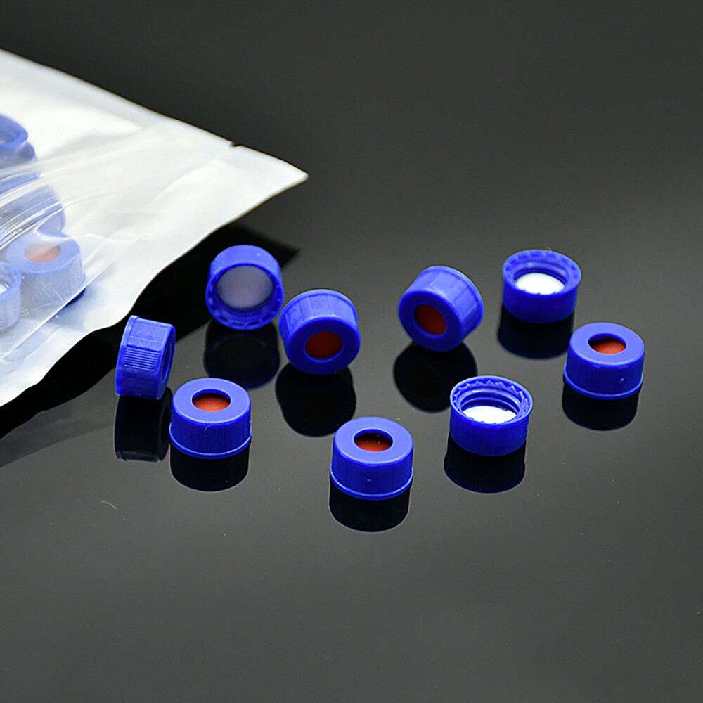 9-425 Screw Thread Autosampler HPLC Vial Caps, 9mm, Pre-slit PTFE/Silicone Septa