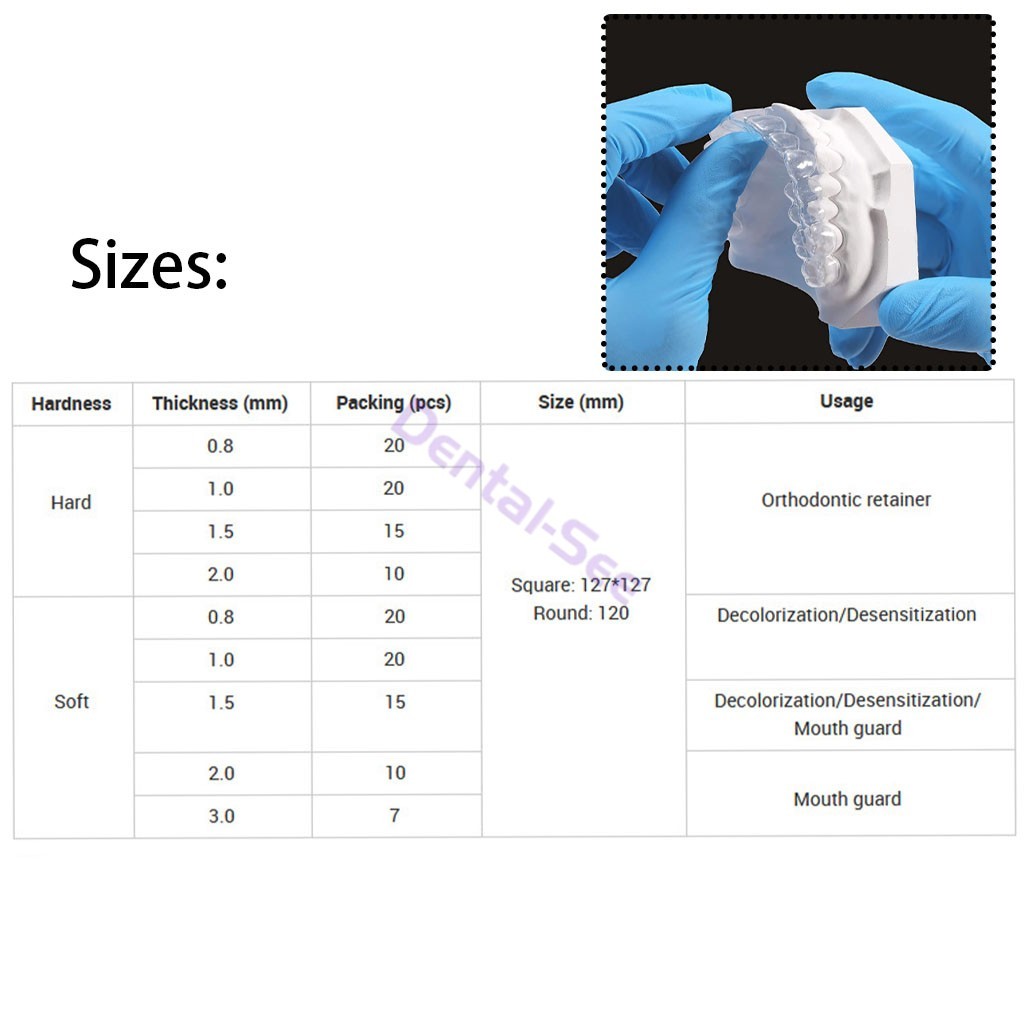 Dental Lab Splint Thermoforming Material Vacuum Forming Hard/Soft Sheet