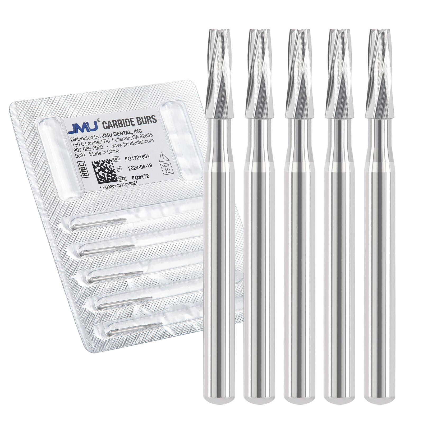 JMU Dental Carbide Burs High Speed FG Taper Fissure 5pcs/pk