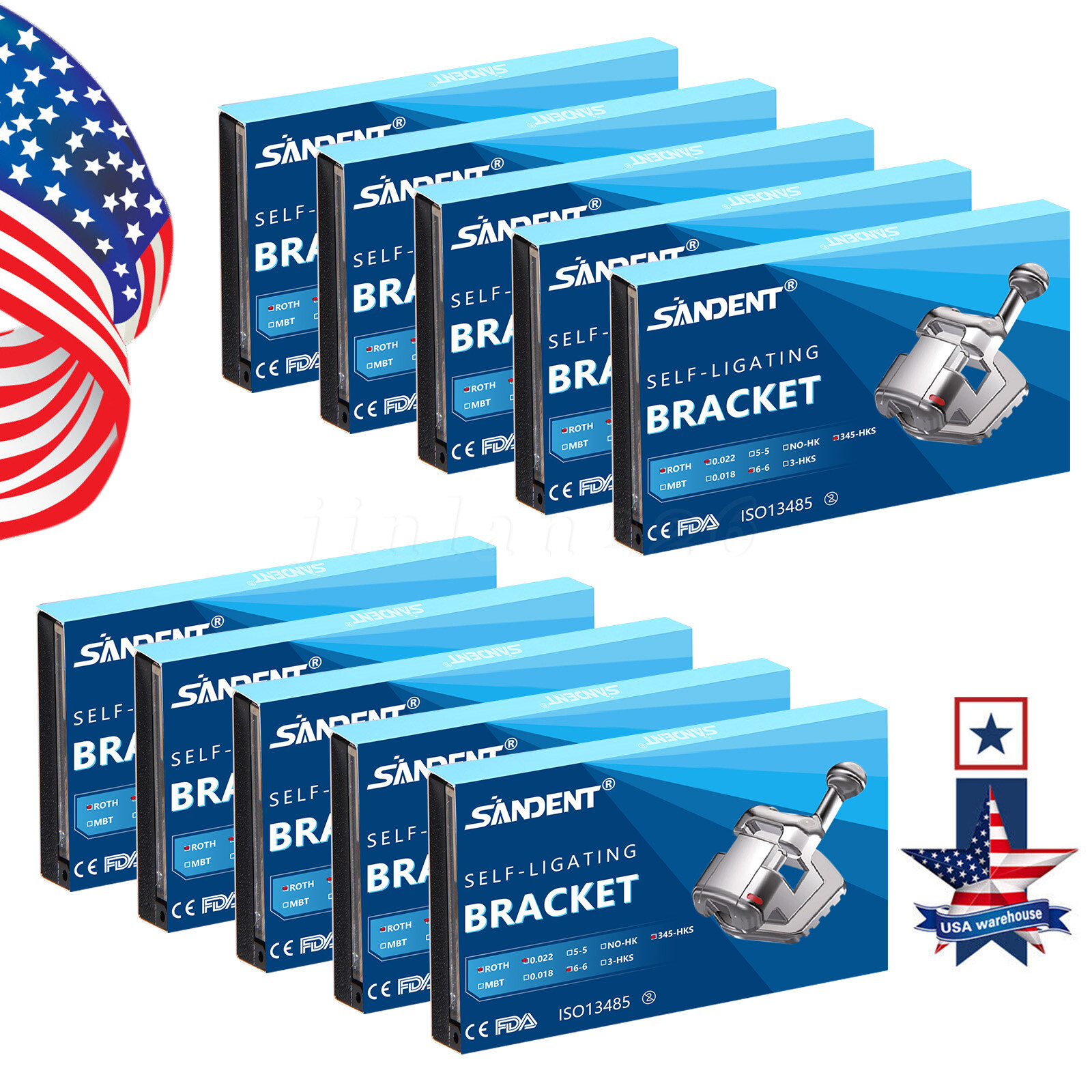 20Pcs/Pack Dental Orthodontic Self Ligating Braces Bracket Metal Brackets