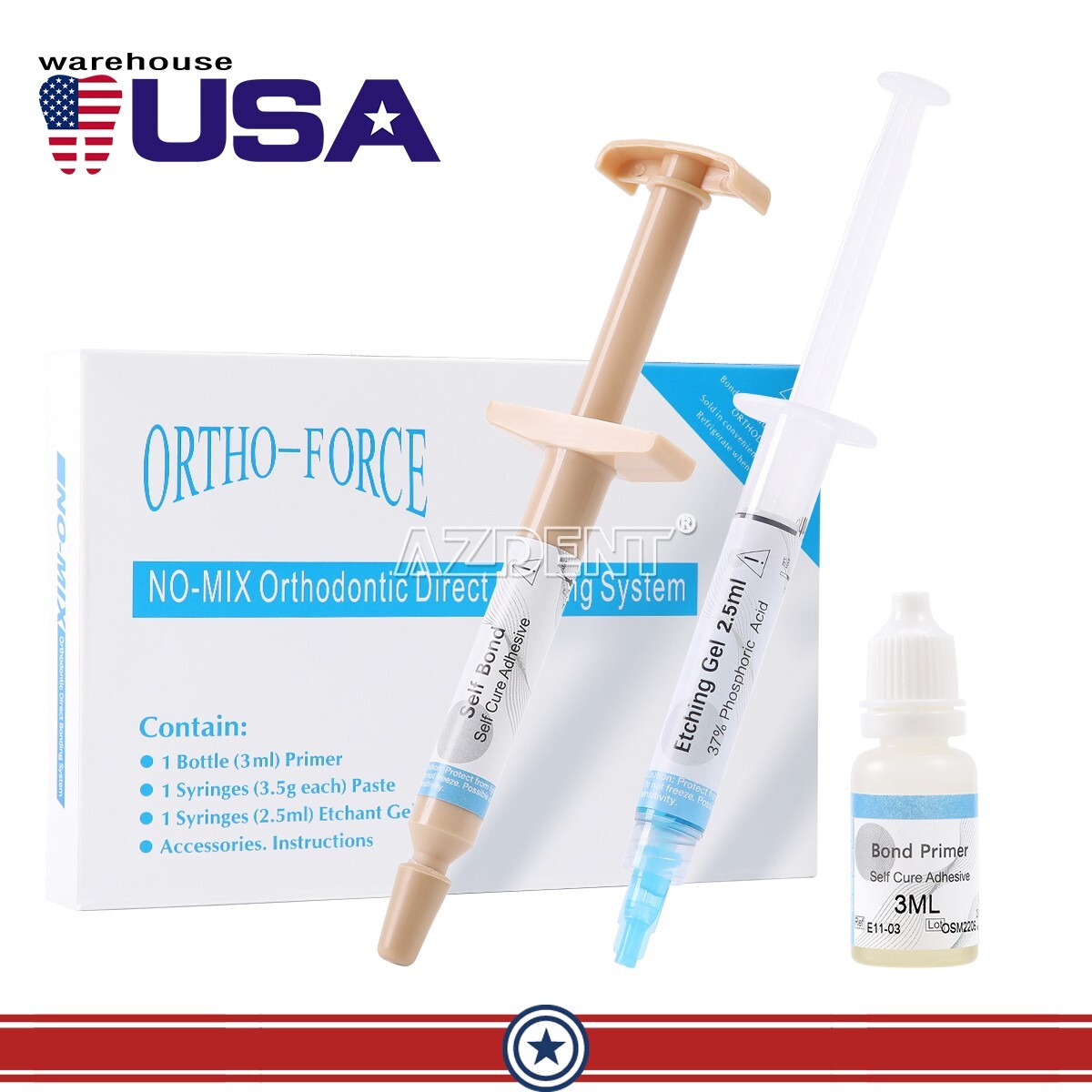 Dental Orthodontic Adhesive Resin Syringe Paste Kit for Brackets Bonding