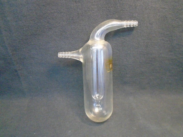 Laboratory Glass One-Piece Vacuum Trap w/ 10mm OD Hose 3.7mm Vent 7” OAH