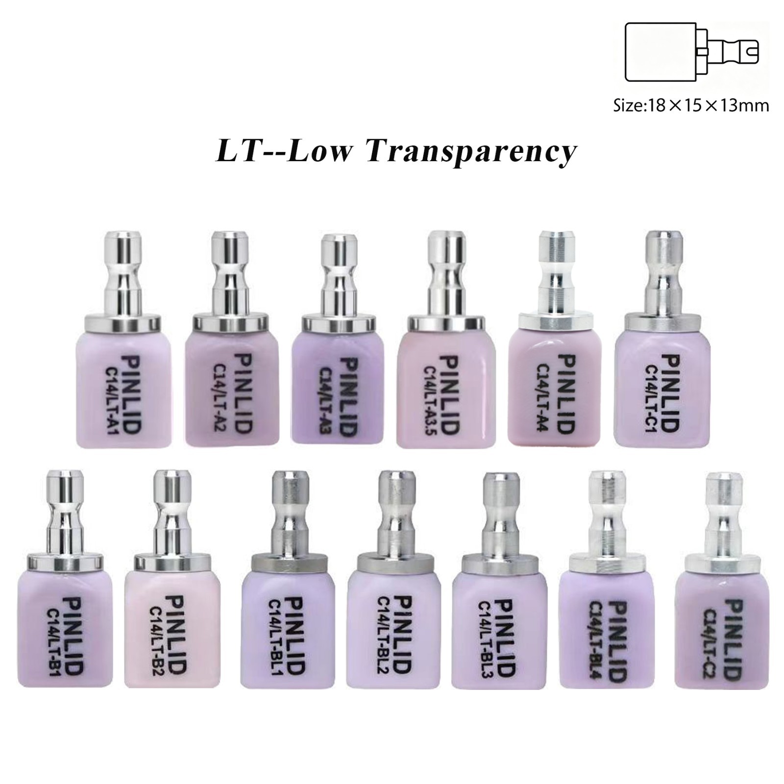 C14LT CEREC Dental Emax Glass Ceramic Blocks Lithium Disilicate CAD/CAM 5Pcs/Box
