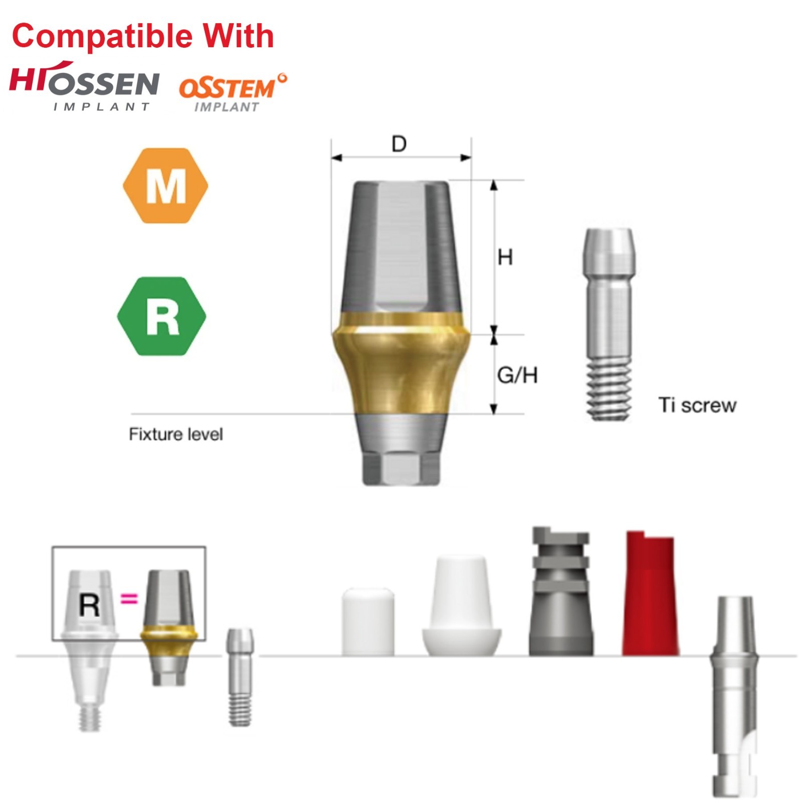 US Dental Straight Abutment Hiossen ET Osstem TS Ti Mini Regular Platform Hex