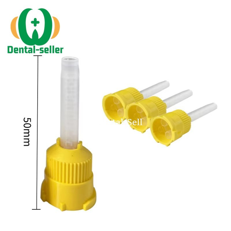 50 Pcs Dental Mixing Tips Impression Material HP Tips Yellow Long 7cm Short 53cm