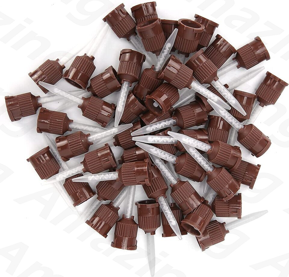 Dental Brown Short Temporary Cement HP Mixing Tips Impression 1:1 Ratio Static
