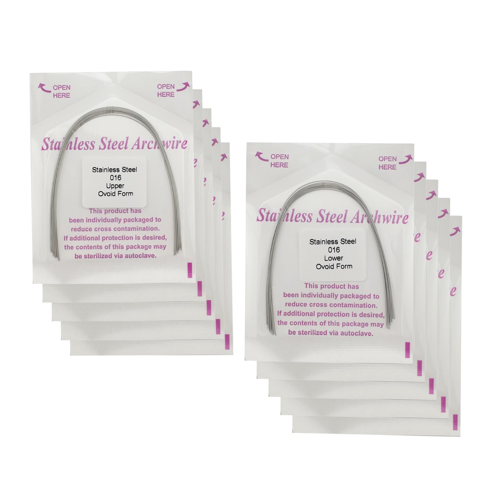 Dental Orthodontic Arch Wires Stainless Steel Round Ovoid Form Upper Lower 012