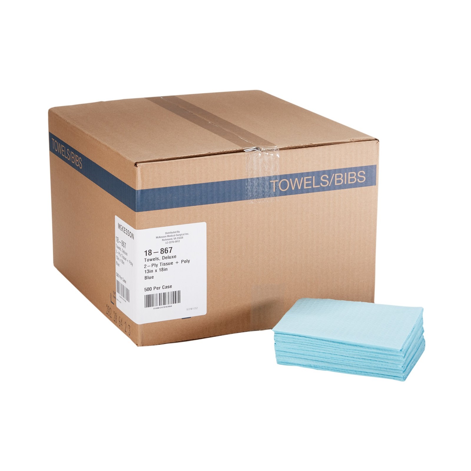 McKesson Blue Dental Medical Tattoo Procedure 2-Ply Towel Bibs 13″ W x 18” L –