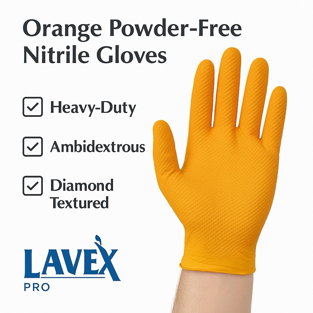 Lavex Pro 8 Mil Nitrile Gloves Large 100ct | Heavy-Duty Diamond Textured