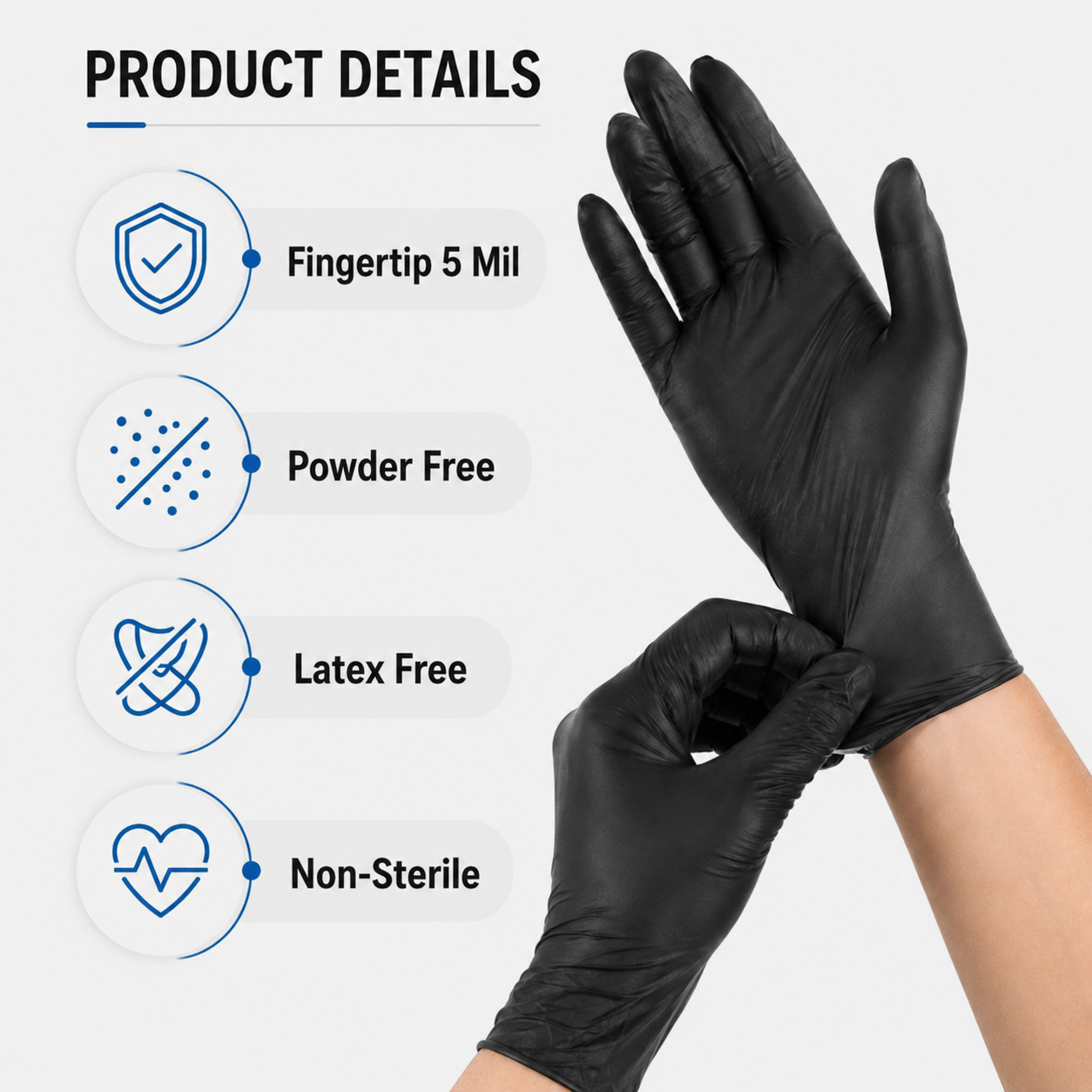 1000 Count Disposable Nitrile Gloves Powder Free Latex Free Cleaning Glove 5 mil