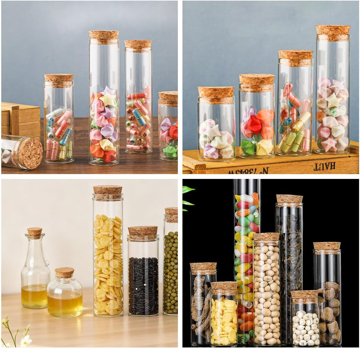 10PCS 60Ml/2Oz Empty Clear Borosilicate Glass Test Tubes Flat Test Tubes with Co