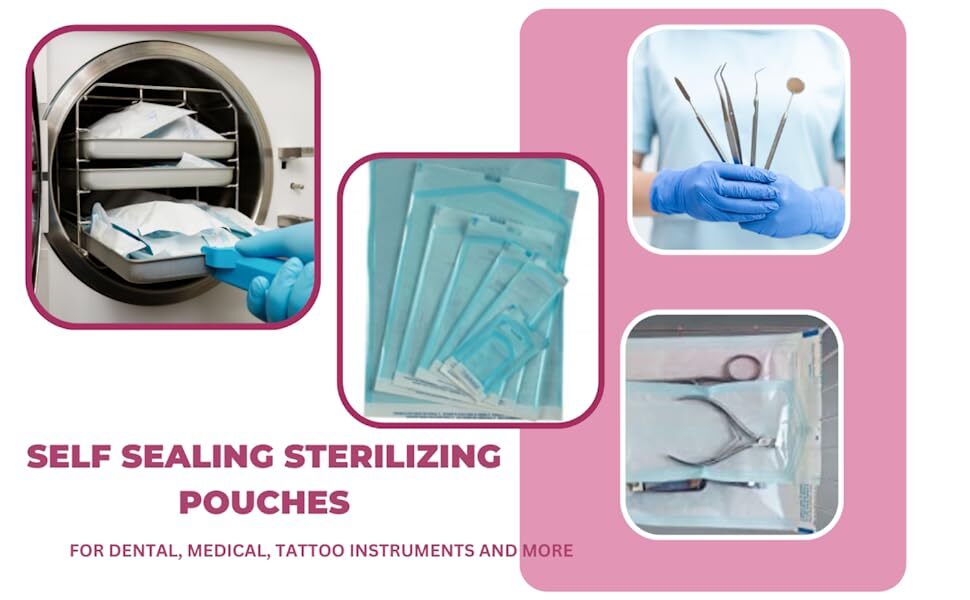 Self Seal Sterilization Pouches – Autoclave Sterilizer Bags 2.25″x 5″ Tattoo
