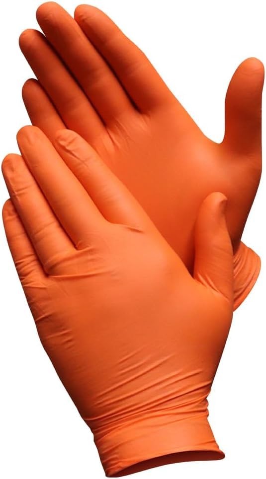 BLACK MAMBA Orange Torque Grip 8-Mil Nitrile, Diamond Textured, Heavy-Duty Di…