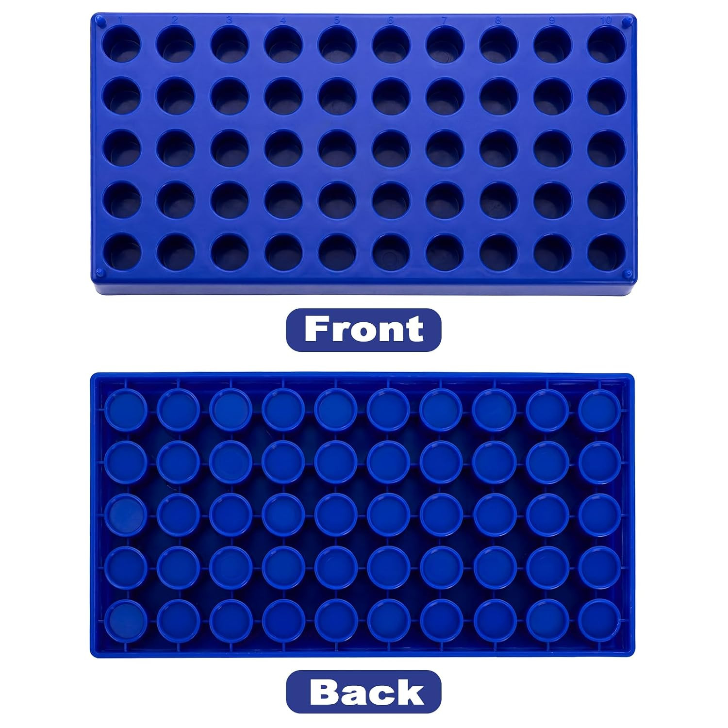 6 Pack 50 Hole Vial Rack 13mm Tube Holder for 2mL HPLC Sample Bottles Blue