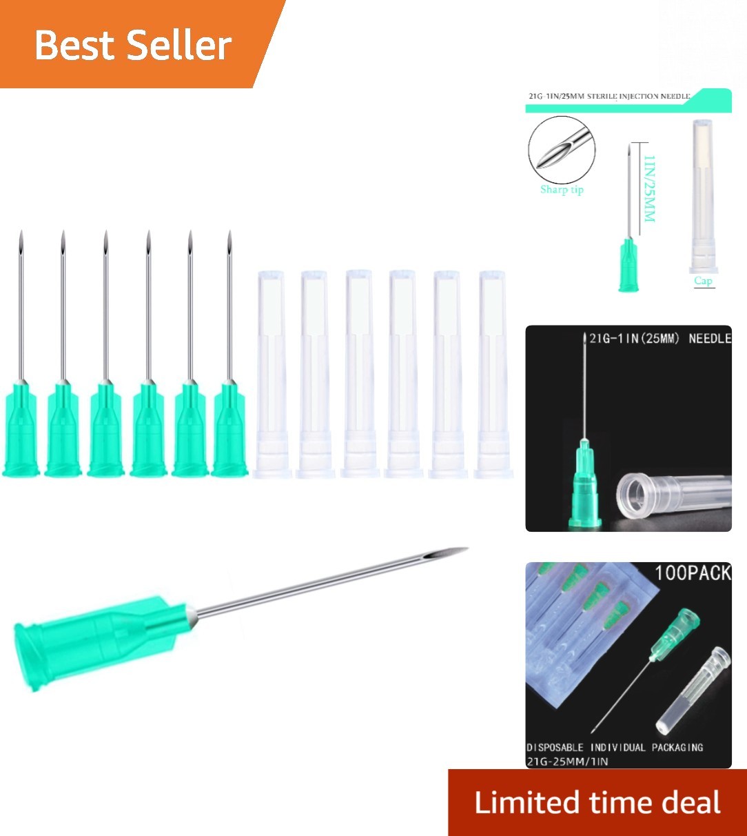 Essential 100-Pack 21Ga 1Inch Dispensing Needles for Non-Sterile Applications