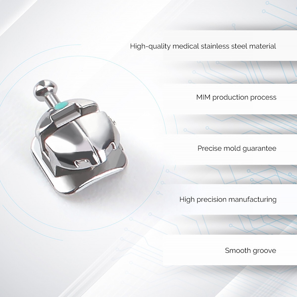 Dental Orthodontic Spherical Self-Ligating Bracket Braces Roth.022 Hooks 3-4-5