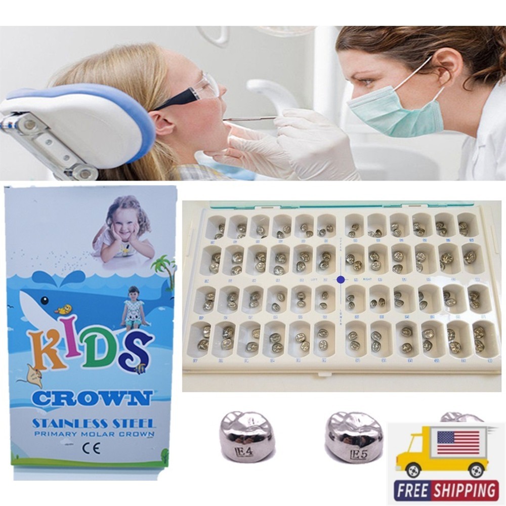 Dental Kids Primary Molar Crowns Stainless Steel Pediatric crown 48 Sizes USA