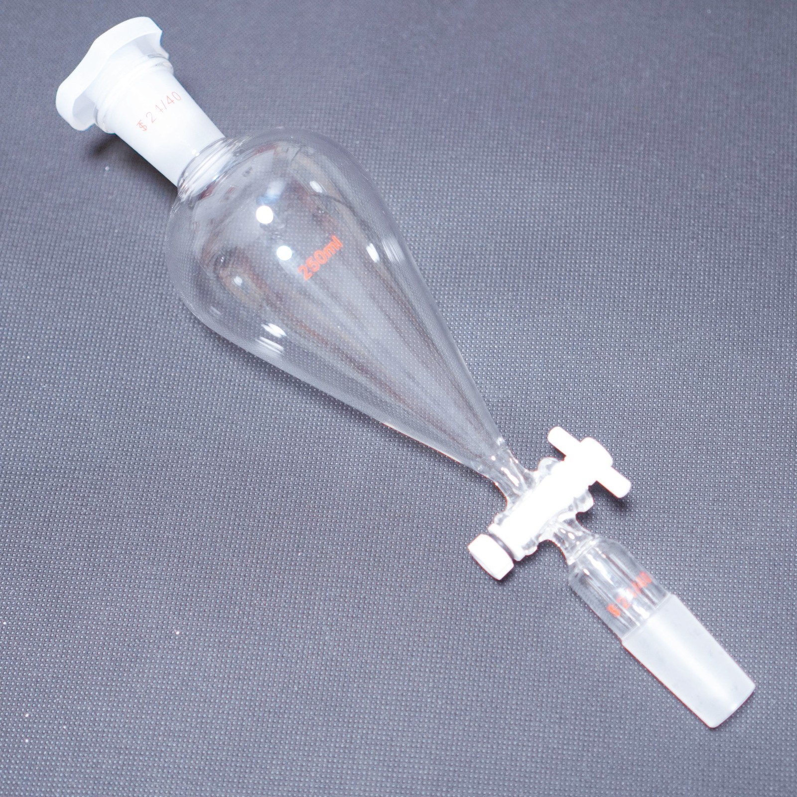 Lab glass separatory funnel 250 ml-5000 ml, telfon stopcock glass separator
