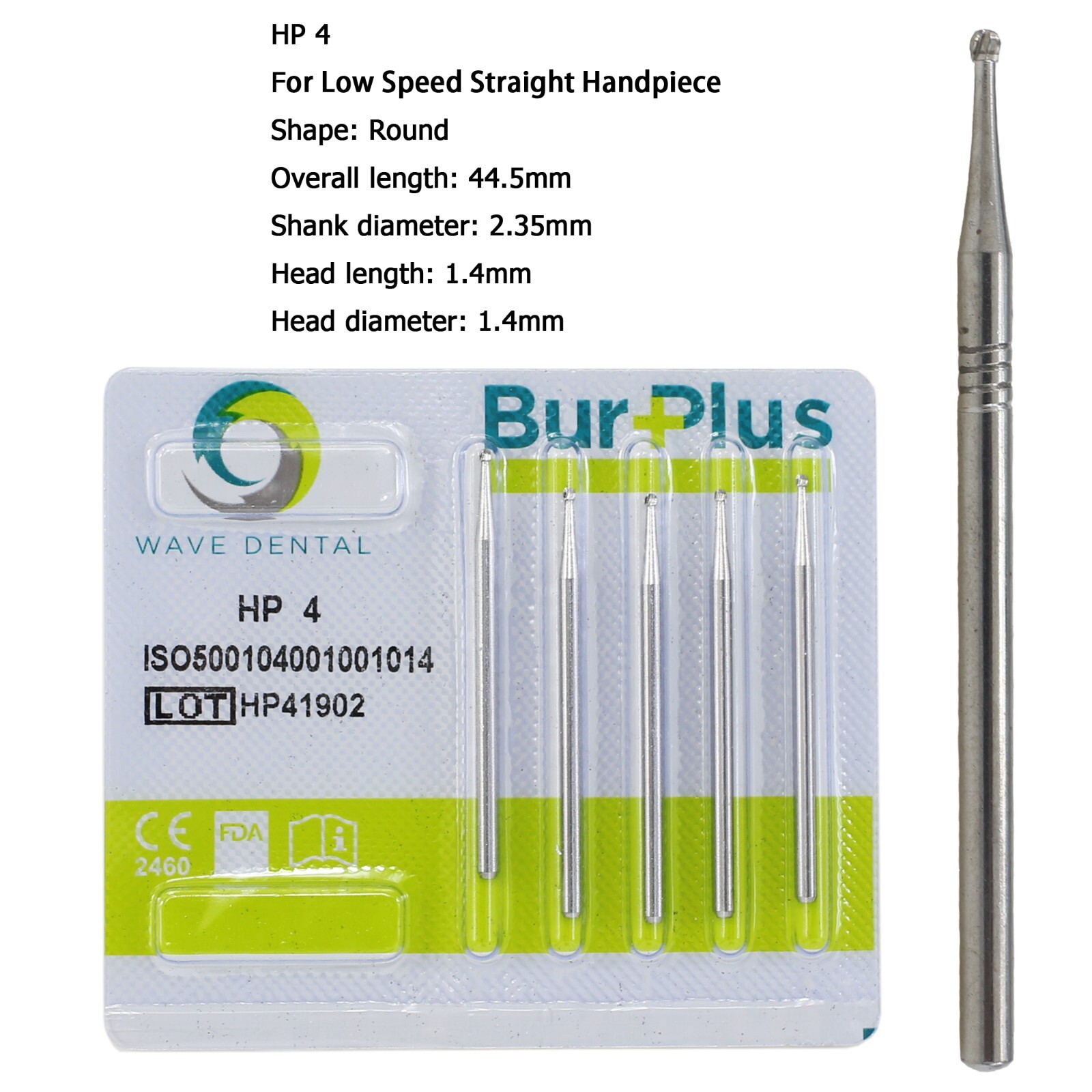 Wave Dental HP Carbide Round Burs Low Speed Surgical Burs 44.5mm HP 2 4 6 8 10