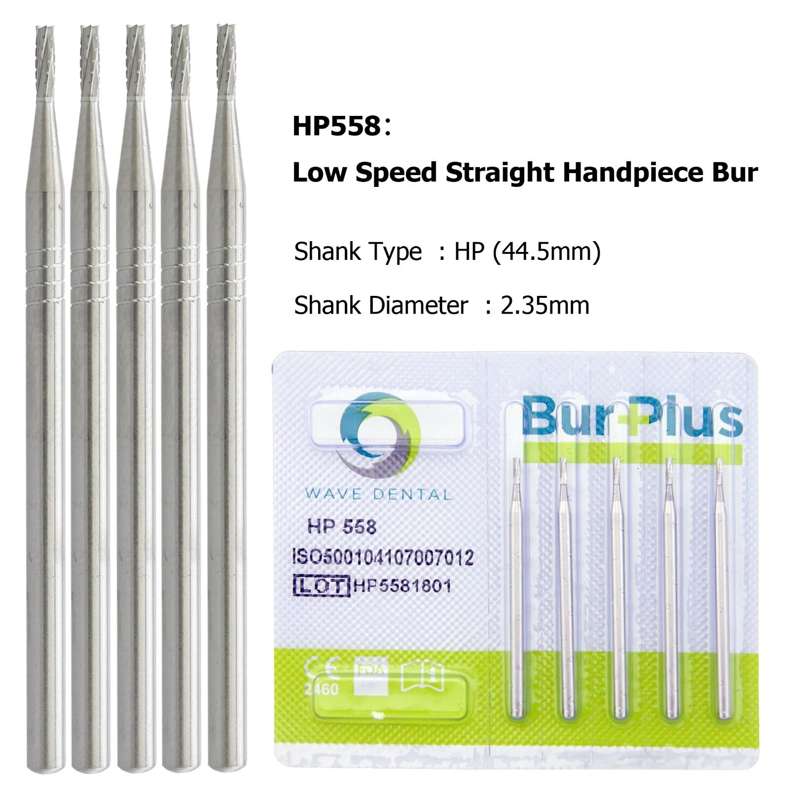 US Wave Dental Carbide Surgical Burs For Low Speed Straight Handpiece HP 44.5mm