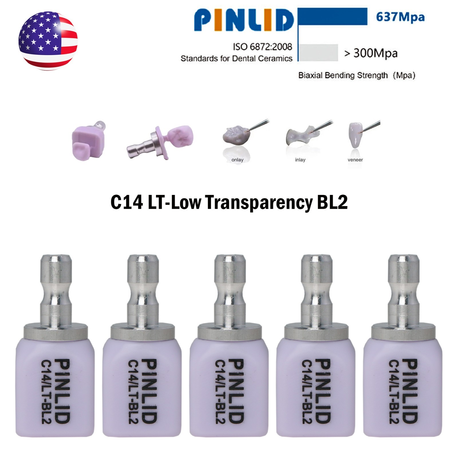 C14 Dental Emax Ceramic Blocks Lithium Disilicate CAD/CAM CEREC Block 5Pcs/box
