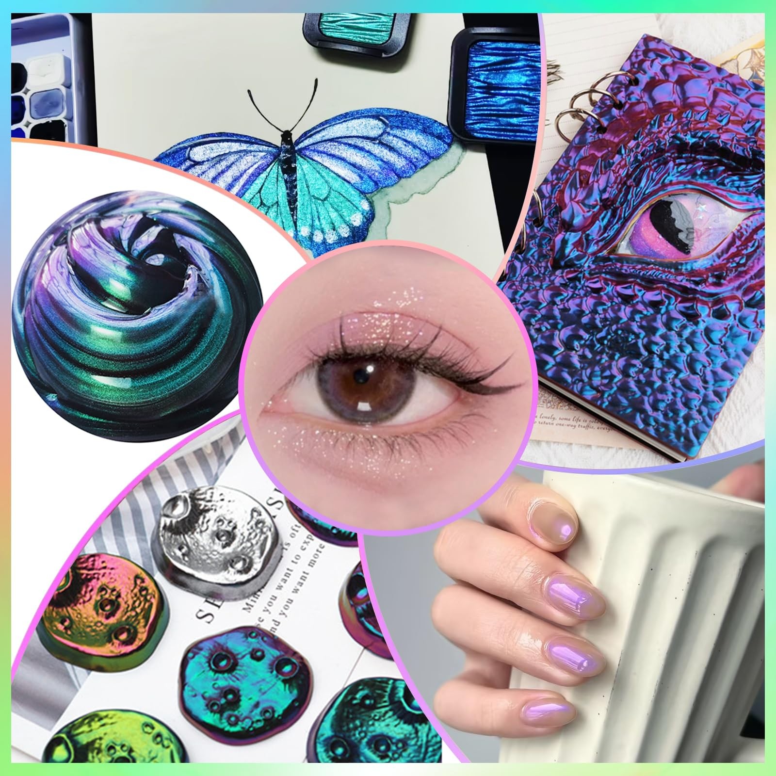 Matio Chameleon Mica Powder, 10 * 5g White Chrome 10 Colors
