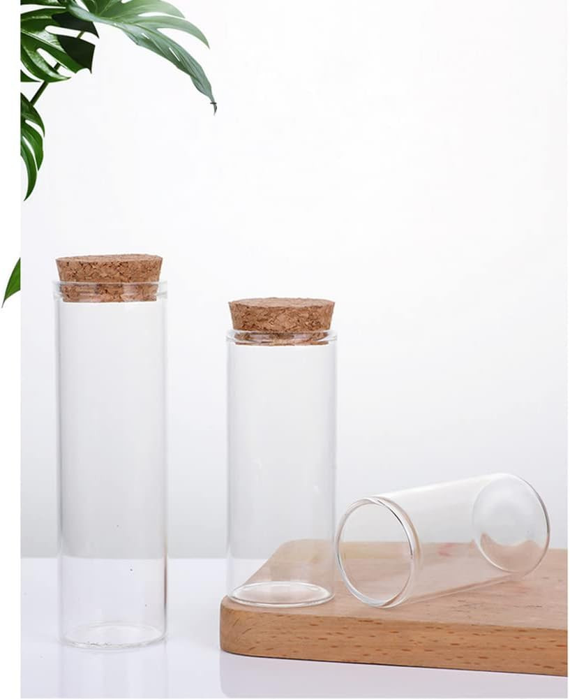 10PCS 60Ml/2Oz Empty Clear Borosilicate Glass Test Tubes Flat Test Tubes with Co