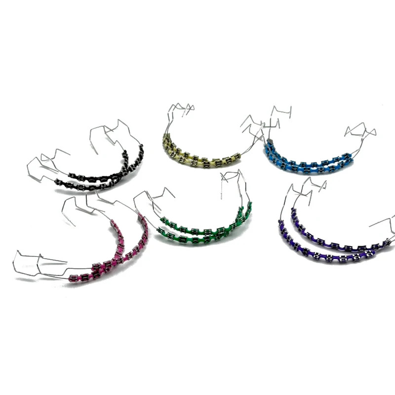 2Pcs Fashion Fake Braces Colorful Brackets for Teeth Temporary Metal Wires Metal