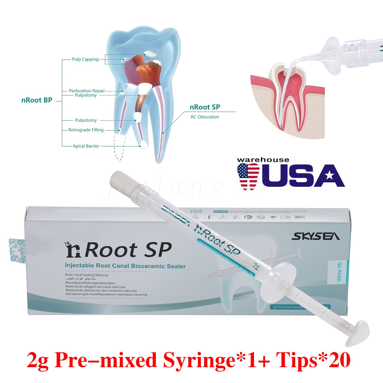 2g Dental Root canal bioceramic sealer/Repair Root Canal Endo Filling Cement SP