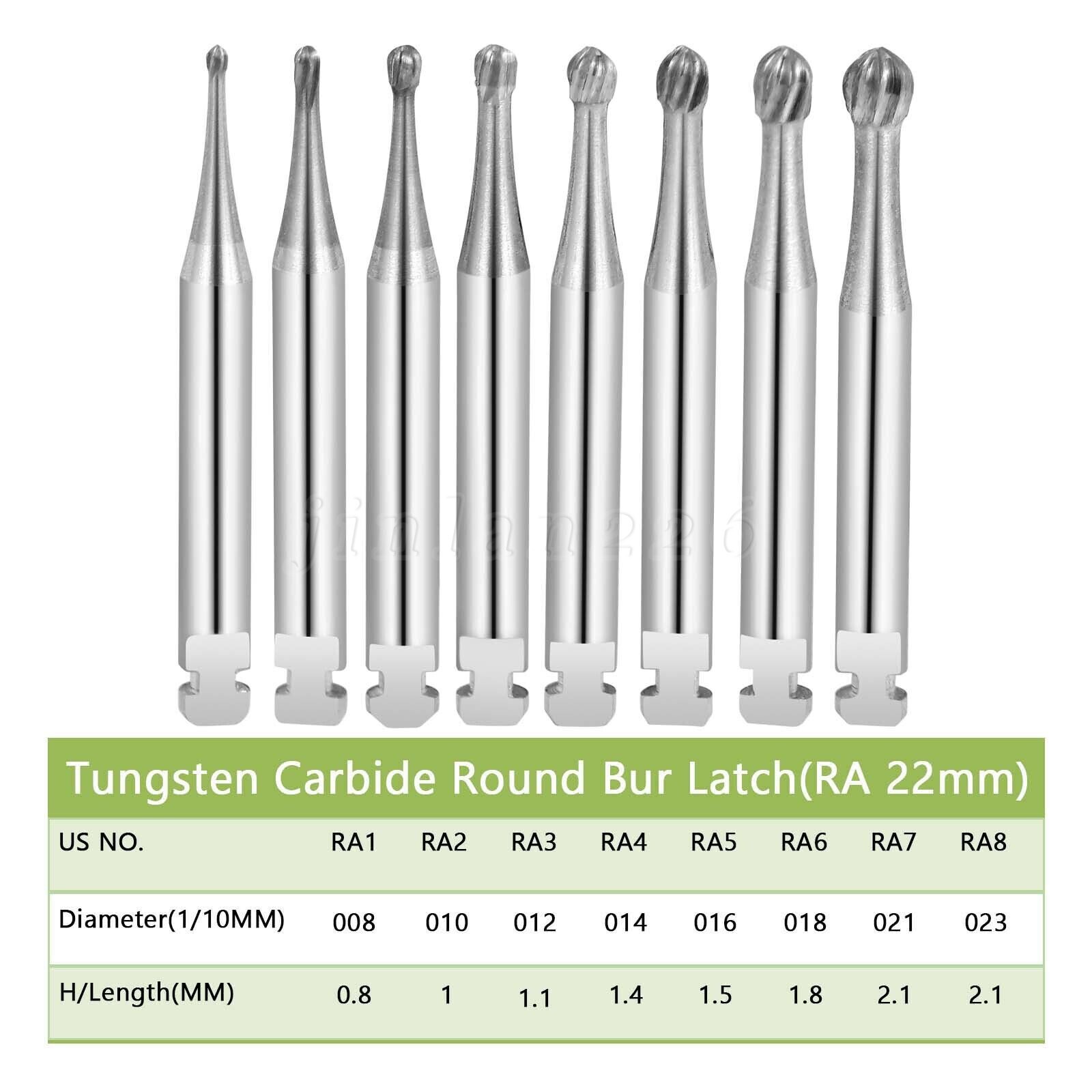 Round Carbide Burs for Slow Speed Latch RA (Choose Your Size & Qty) 22mm