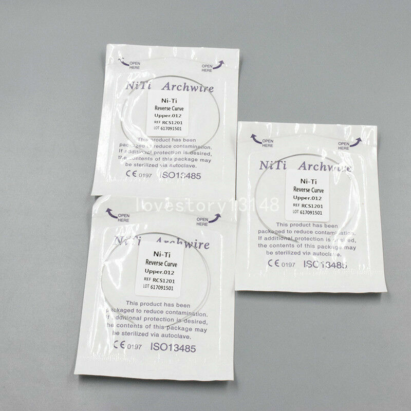 2 Pcs/Pack Dental Ortho Reverse Curve Niti Round Arch Wire Upper/Lower 012-020