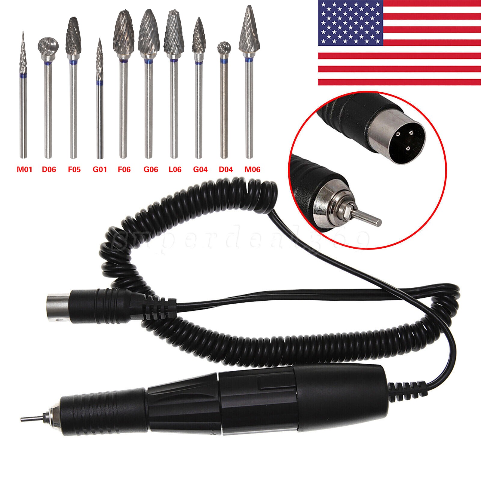Dental Lab Marathon Electric Micromotor /Polishing Motor Handpiece /10*HP Burs
