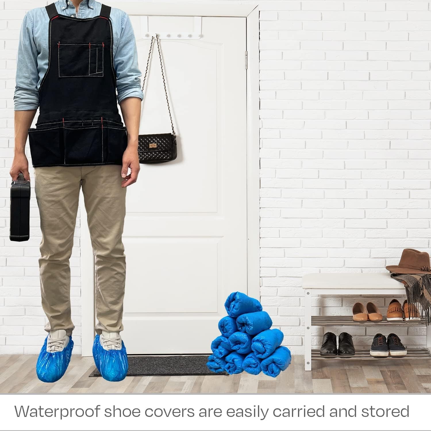 100 Pack Blue Extra Large Disposable Boot & Shoe Covers Indoor Waterproof Shoe