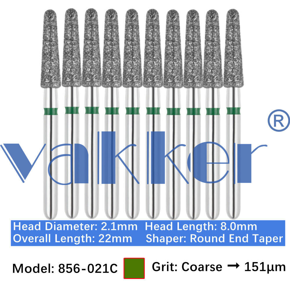 Vakker Dental Round End Taper FG Diamond Bur 856-021C Coarse 10/pk