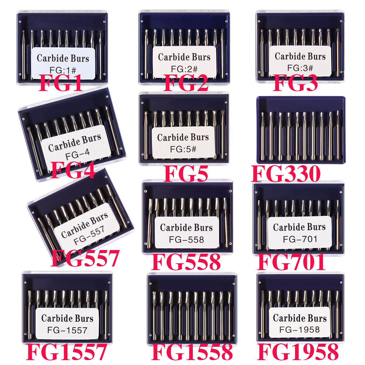 Dental Carbide Tungsten Steel Burs Crown Metal Cutting Drill Break Drills Bur