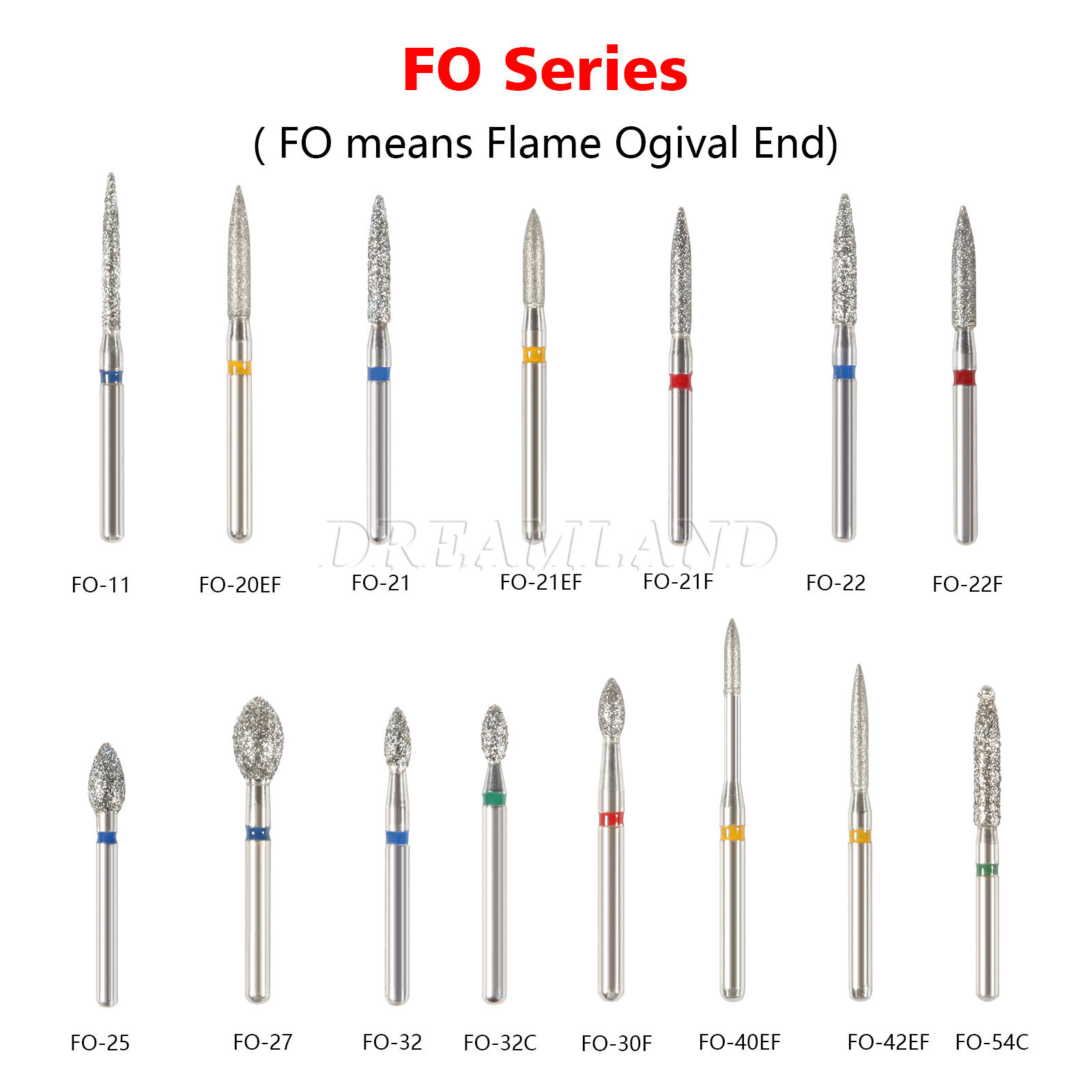 100Pcs 97 Types Dental Diamond Burs FG 1.6mm Drill for High Speed Handpiece