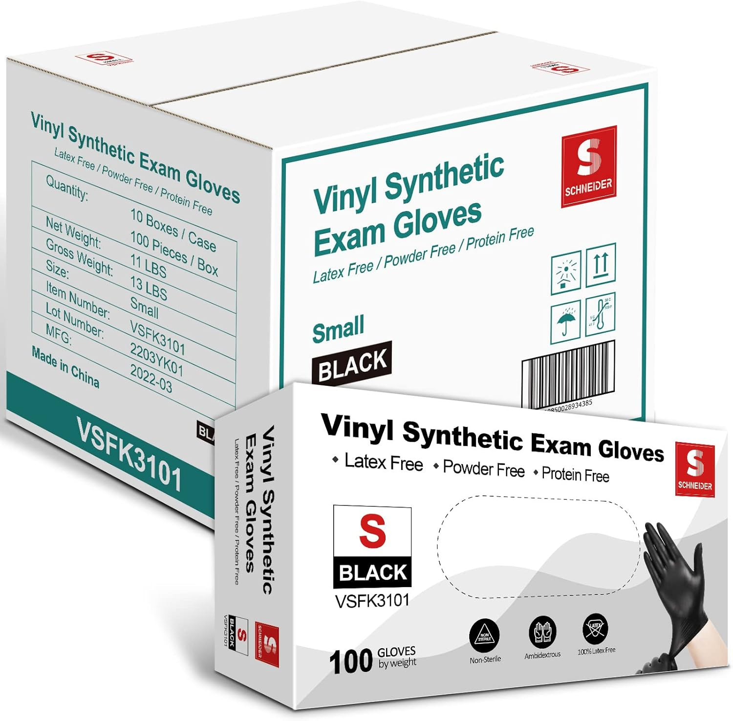 Black Vinyl Exam Gloves – 4Mil, Latex-Free, Disposable for Medical & Food Prep