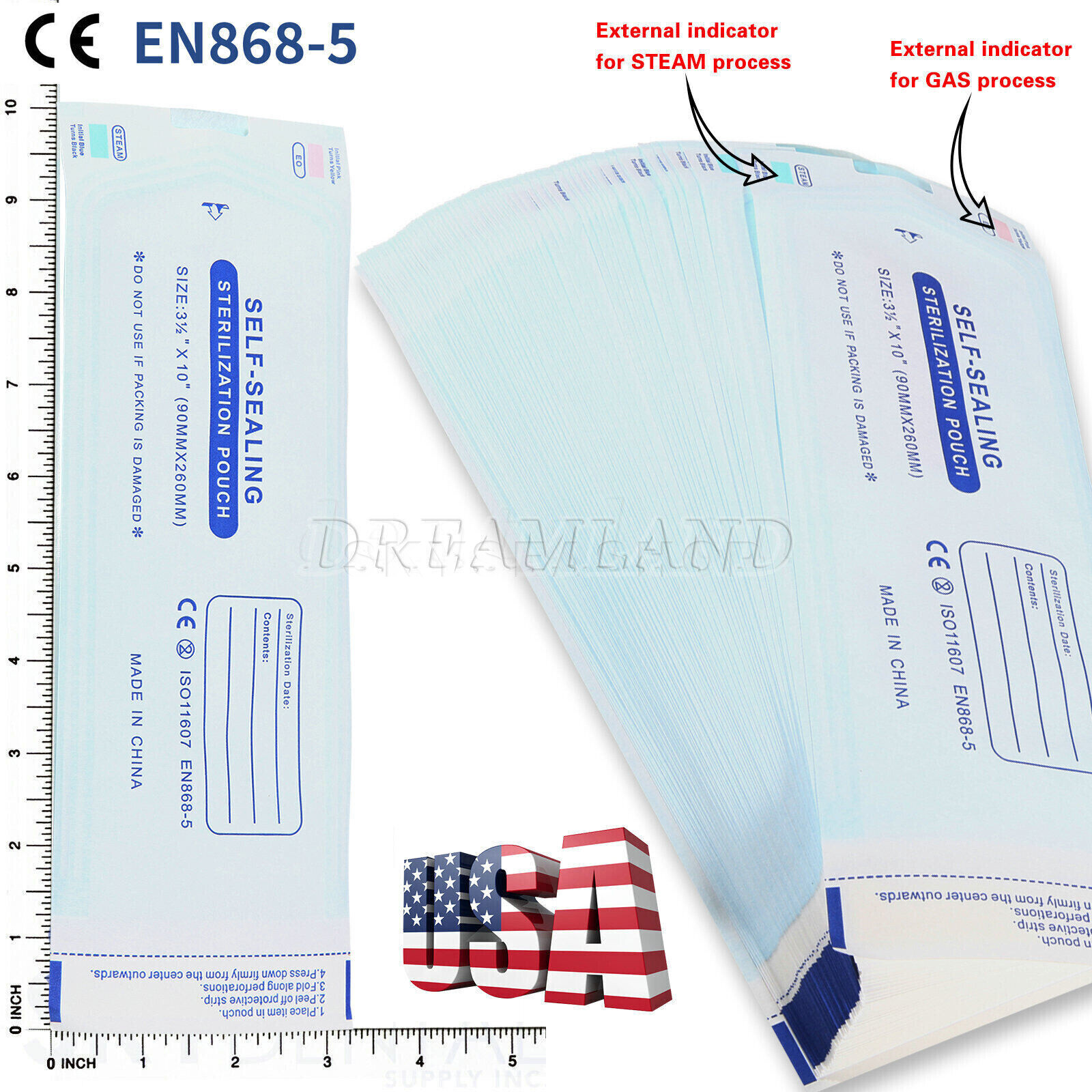 up to 2000 Sterilization Pouches 3.5″ x 10″ Dental Medical Self Seal Pouch Bag